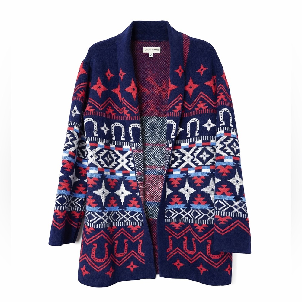 Lucky Brand Southwestern Open Front Cardigan Sweater NWT Size M